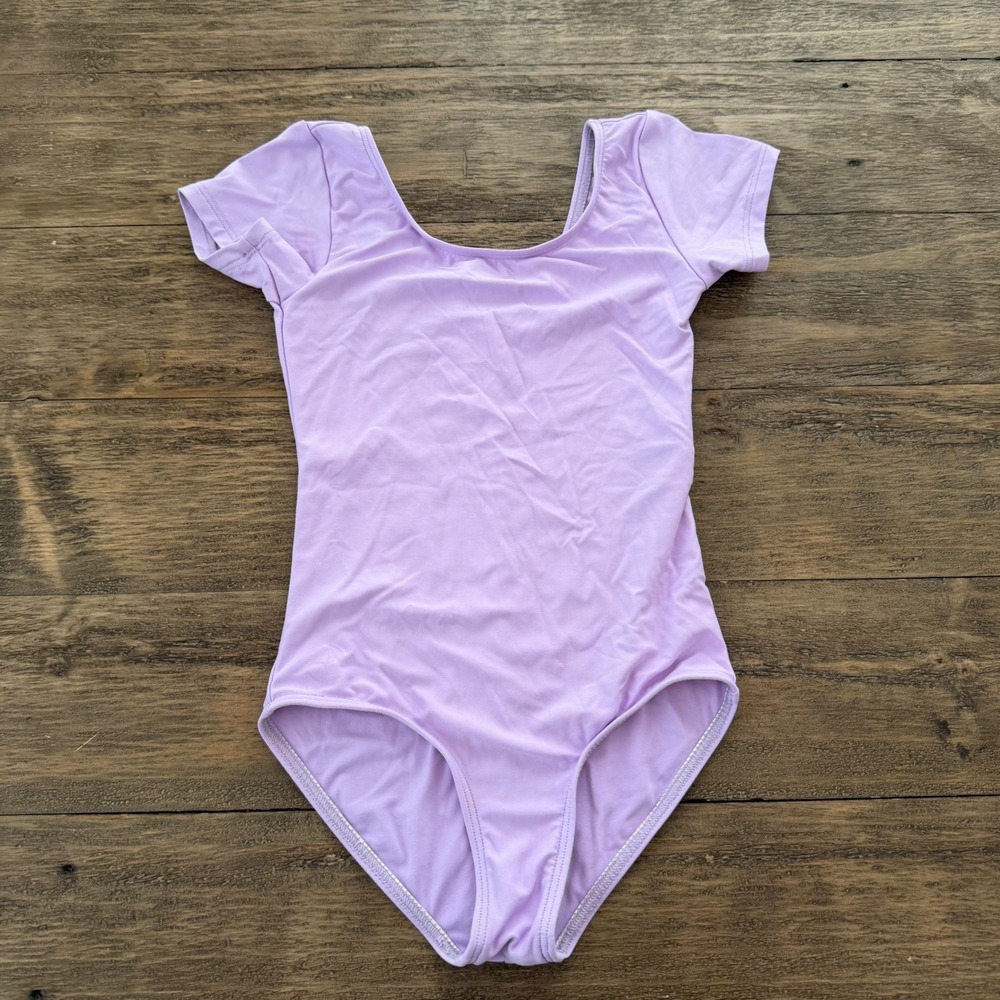 Wear Moi Girls Lilac Purple Short Sleeve Ballet Leotard Age 8-10 V-Back Dance